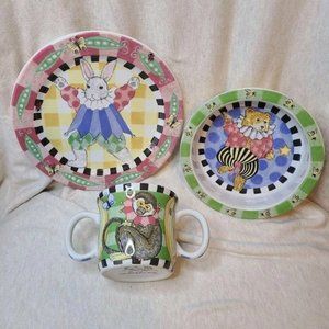 Essex Kids Ceramic Plate, Bowl & 2-Handle Mug Set